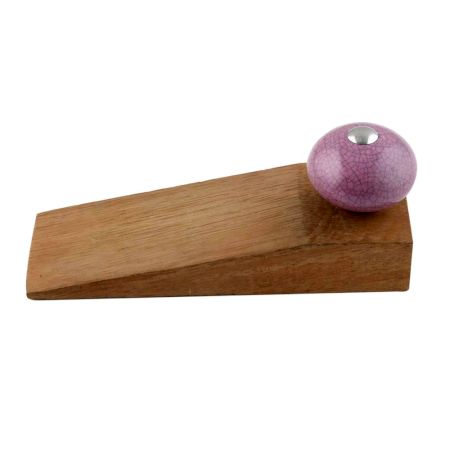 Light Purple Crackle Ceramic Wooden Door Stopper